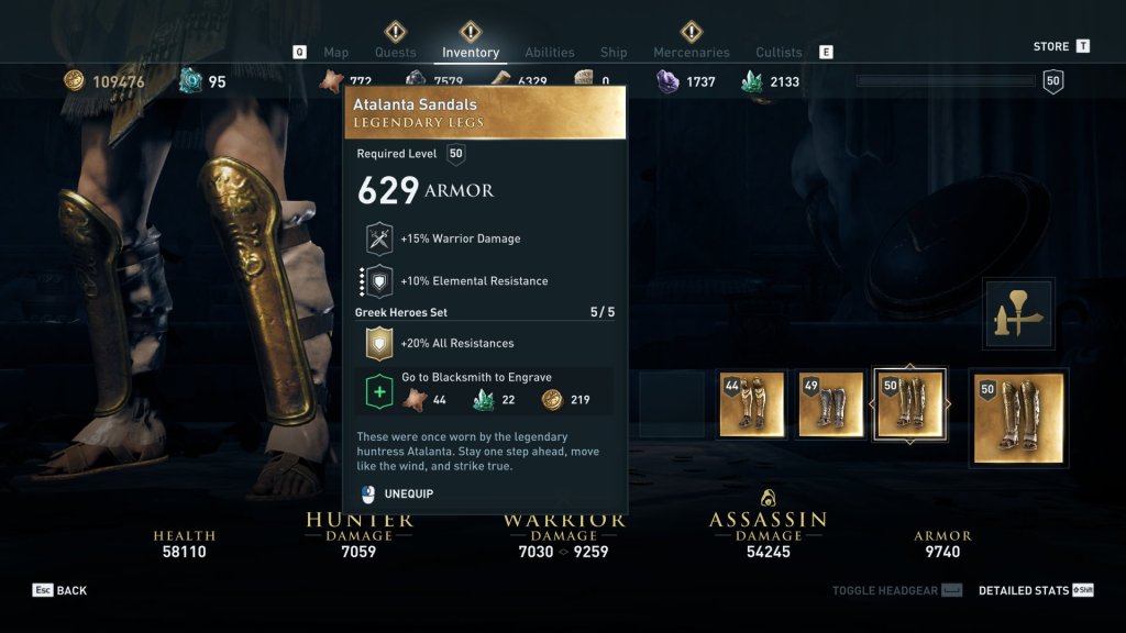 Atalanta Sandals: These were once worn by the legendary huntress Atalanta. Stay one step ahead, move like the wind, and strike true. 