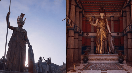 Full body comparison shot of the Great Athena (left) and Parthenos (right). 